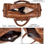 Leather Duffel Bag for Men & Women, Genuine Weekender Travel Bag, Handmade Overnight Gym Bag with Shoulder Strap, Carry-On for Business & Outdoor Travel (Asher Duffel, Light Brown, 24 Inch) - Image 4