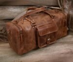 Leather Duffel Bag for Men & Women, Genuine Weekender Travel Bag, Handmade Overnight Gym Bag with Shoulder Strap, Carry-On for Business & Outdoor Travel (Asher Duffel, Light Brown, 24 Inch) - Image 5