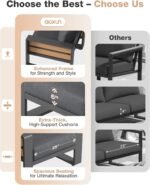Aoxun Aluminum Patio Furniture Set, 5 Piece Luxury Outdoor Sectional with 6" Olefin Fabric Cushions, Patio Conversation Sets with Coffee Table and Waterproof Cover for Backyard, Porch Dark Grey - Image 3
