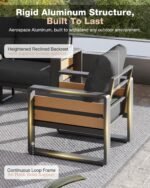 Aoxun Aluminum Patio Furniture Set, 5 Piece Luxury Outdoor Sectional with 6" Olefin Fabric Cushions, Patio Conversation Sets with Coffee Table and Waterproof Cover for Backyard, Porch Dark Grey - Image 4