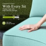 Sophia & William Patio Furniture Set with Fire Pit Table, 8 Piece Half Moon Outdoor Wicker Sectional Sofa Set, Rattan Conversation Set with 56-Inch Fire Pit Table & Ottoman (Aqua Blue) - Image 5