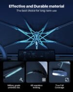 [Upgraded] Nmoiss Windshield Sun Shade Umbrella - [Vinyl Coating Heat Shield] Protect Car from Sun Rays & Heat Damage Keep Cool and Protect Interior, Spring Structure Edge Medium 56" L x 31" W - Image 7