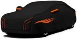 Waterproof Car Covers Compatible with Rolls Royce Ghost 2009-2014，All-weather windproof, rainproof, sunproof, snowproof and dustproof Car Cover Outdoor（Black Orange）
