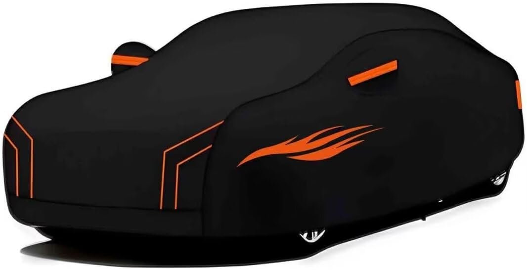419f-Ryy4fL._AC_SL1080_.jpg Waterproof Car Covers Compatible with Rolls Royce Ghost 2009-2014,All-weather windproof, rainproof, sunproof, snowproof and dustproof Car Cover Outdoor(Black Orange) - Image 1