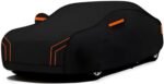 generic Full car cover suitable Compatible with Rolls Royce Ghost 2009-2014,all-weather car cover, sun protection, rain protection, dust protection, wind protection (Black Orange) - Image 2
