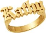Personalized 3D Name Statement Ring, 925 Sterling Silver Old English Name Rings, Custom Chunky Signet Ring for Women