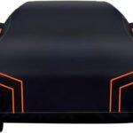 generic Full car cover suitable Compatible with Rolls Royce Ghost 2009-2014,all-weather car cover, sun protection, rain protection, dust protection, wind protection (Black Orange)