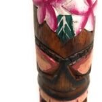 Tiki Totem 5 in with Flowers - Hand Carved & Painted | #dpt535812a
