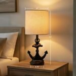 Decor Therapy Anchor Resin Accent Lamp, Easy on/Off Push-Through Light Switch, Coastal Style, Energy Efficient, 40W, Antique Navy - (8" D x 8" W x 16" H) - Image 7