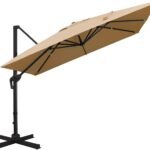 Sunnyglade 10x10Ft Cantilever Patio Umbrella Square Deluxe Offset Umbrella 360°Rotation & Integrated Tilting System Heavy Duty Patio Hanging Umbrella for Market Garden Deck Pool Backyard Patio (Tan)