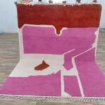 Moroccan Rug Vibrant Pink, White & Brown – Beni Ourain Wool Carpet – Custom Handwoven Area for Living Room Bedroom Hall Room Office Room 6x9 8x10 9x12 Ft (4x5 ft)