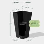 Veradek V-Resin Indoor/Outdoor Taper Planter, Set of 2 (30 inch, Black) - Image 2