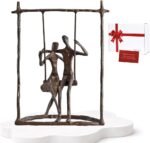 Handcrafted Romantic Decorative Couple Statue, Antique Bronze Cast Iron Love Sculpture Decor, Metal Figurines as Best Valentines Wedding Anniversary Couples Gift for Wife Parents Husband Her Women