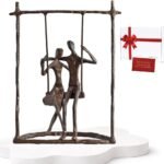 Handcrafted Romantic Decorative Couple Statue, Antique Bronze Cast Iron Love Sculpture Decor, Metal Figurines as Best Valentines Wedding Anniversary Couples Gift for Wife Parents Husband Her Women