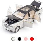 Metal Toy Cars of Rolls-Royce Phantom Model Diecast Cars - 1:32 Scale, Sound/Light/Pull Back, White Toy Car Birthday Gift for Boys