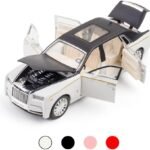 Metal Toy Cars of Rolls-Royce Phantom Model Diecast Cars - 1:32 Scale, Sound/Light/Pull Back, White Toy Car Birthday Gift for Boys
