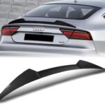 Stay Tuned W-Power ABS Material V-Style Rear Trunk Duckbill Lip Spoiler Splitter Wing Compatible with 2012-2018 Audi A7 / S7 / RS7 (Carbon Fiber Painted)