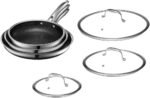 HexClad Hybrid Nonstick 14-Piece Cookware Set, 8", 10", and 12" Pans with Lids, 2, 3, and 8Qt Pots with Lids, and 2 Silicone Trivets, Stay-Cool Handles, Dishwasher and Oven-Safe, Induction Ready - Image 2