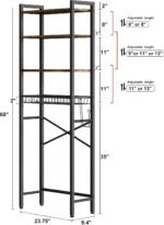 Over-The-Toilet Storage Rack, 4-Tier Bathroom Organizer Shelf Over Toilet with Adjustable Shelf and Basket, Freestanding Space Saver Bathroom Shelves Above Toilet for Room (Vintage Brown) - Image 5