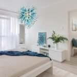 Contemporary Blue Art Deco Chandelier,20 Inch Funky Hand Blown Glass Chandelier,Novel Clearing Blown Glass Ceiling Hanging Pendant Light Fixture for Bedroom,Living Room Height Adjustable - Image 7