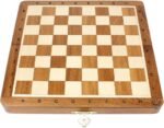 House of Chess - 8 Inch Wooden Magnetic Folding Travel Chess Set - Board with Algebraic Notation + 2 Extra Pawns & 2 Extra Queens- Handmade (Acacia Wood) - Image 5