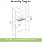 Over-The-Toilet Storage Rack, 4-Tier Bathroom Organizer Shelf Over Toilet with Adjustable Shelf and Basket, Freestanding Space Saver Bathroom Shelves Above Toilet for Room (Vintage Brown) - Image 8