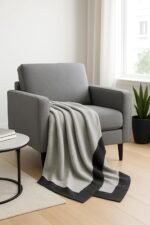 Jet&Bo Luxurious Cashmere Merino Blend Travel Blanket, Airplane-Ready Cashmere Travel Throw in Packable Pouch, Soft, Lightweight and Breathable 55"x45" (Gray and Charcoal) - Image 6