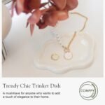 Ceramic Jewelry Tray Trinket Dish, Decorative Cloud Vanity Key Tray for Women, Ring Holder Dish, Cute Jewelry Plate Bowl Room Decor Aesthetic, White, Medium - Image 4