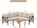 EROMMY 6 Pieces Patio Furniture Sets, Metal Outdoor Sectional Furniture L Shape Patio Conversation Sets with Fauxwood Coffee Table & 6.5" Olefin Cushions for Backyard, Garden, Poolside - Image 2