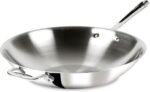 All-Clad D3 3-Ply Stainless Steel Wok 14-Inch, Induction Compatible, Oven Broiler Safe 600F, Stir-Fry Pan, Fast and Even Heat, Cookware, Frying Pan, Kitchen Essential, Pots and Pans, Silver