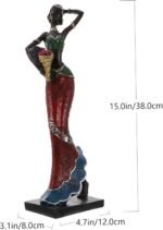 Ethnic Style African Lady Resin Figurine with Gold Basket Hand-Carved Desk Sculpture for Home Office Decor Polished Tribal Woman Statue Accent for Room Shelf - Image 2