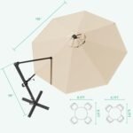 Greesum 10FT Outdoor Patio Umbrella with High Pedel and 4 Gear Heights, Large Offset Market Umbrella with 360-degree Rotation, Without Base, Hanging Outdoor Shade for Garden, Lawn, Pool, Beige - Image 5