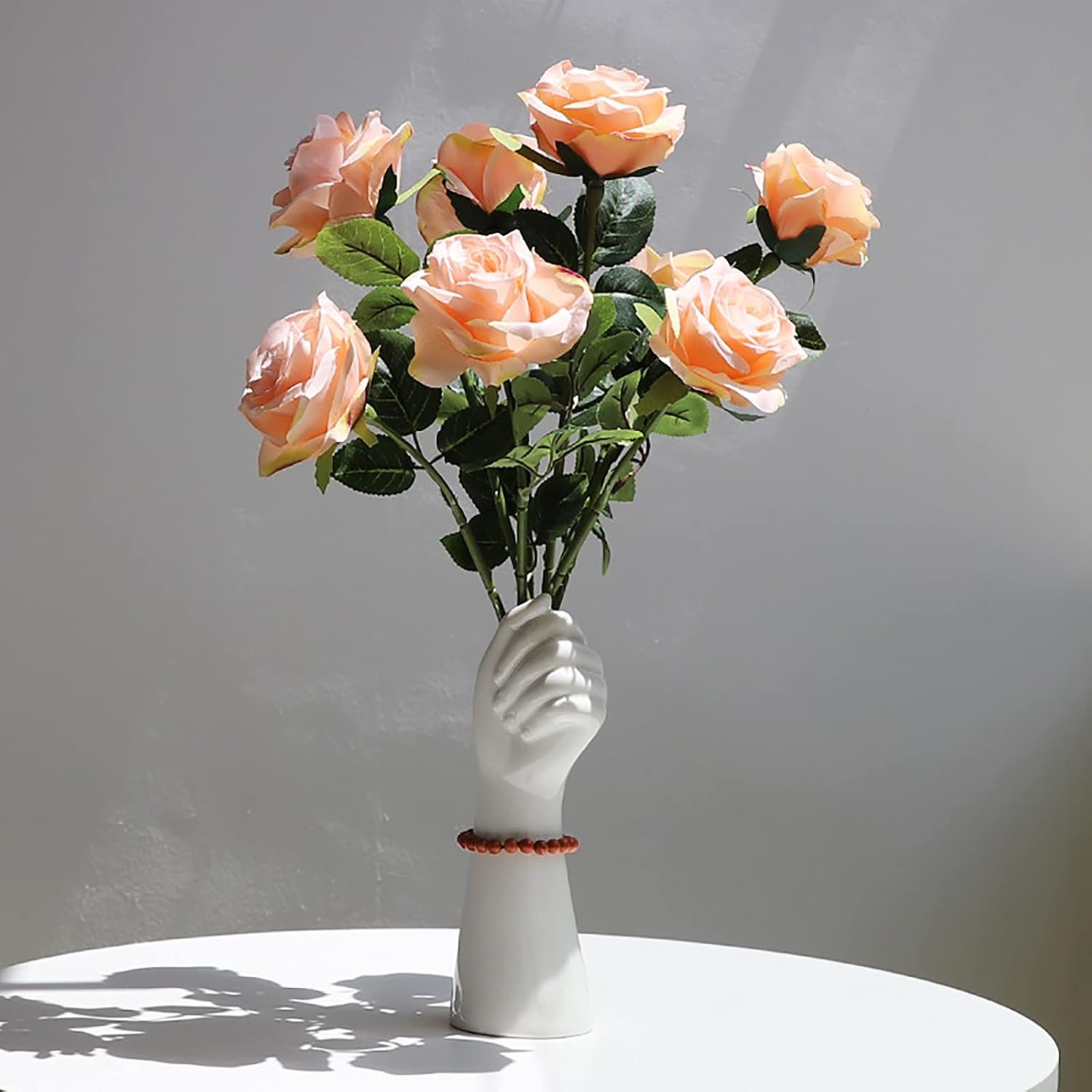 6180HhF8rL._AC_SL1500_.jpg Modern Hand Shaped Decorative Vase,9.25''H Ceramic Body Vase, Art Small Flower Vase for Coffee Table Decor,Vases for Flowers,Shelf Living Room Home Farmhouse Table Decor - Image 1
