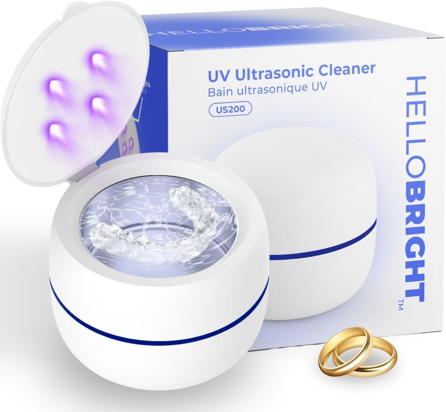 619H3qVA9cL._AC_SL1500_.jpg Ultrasonic Retainer Cleaner Machine with UV Lights for Invisalign, Aligner, Night Guard, Denture, Whitening Tray, Mouth Guard and Toothbrush Head - Dental Ultrasonic Cleaning Pod - Image 1