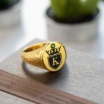 Getname Necklace Initial Signet Ring Sterling Silver King Crown Monogram Ring - Custom Engraved Alphabet Rings for Man - Personalized Mens Signet Ring Silver Gold - Image 3