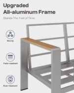 Aluminum Outdoor Patio Furniture Set with Coffee Table, 4 Piece Patio Conversation Sets with Washable Thick Cushions, Outdoor Sectional Furniture Set for Porch, Balcony, Deck, Silver - Image 5