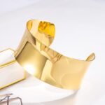 Dankadi Women 925 Sterling Silver Curved Bangle 30MM Wide Grooved Cuff Bangle Shiny Punk Open Bracelet Adjustable Plated 24k Gold/Rose Gold Jewelry Gift - Image 4