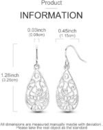 925 Sterling Silver Dangle Earrings for Women Filigree Teardrop Linear Drop Celtic Knot Statement Ear Bling Jewelry Crystal Clover Dragonfly Dangling Hook Helix Piercings - Image 3