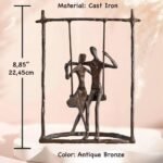 Handcrafted Romantic Decorative Couple Statue, Antique Bronze Cast Iron Love Sculpture Decor, Metal Figurines as Best Valentines Wedding Anniversary Couples Gift for Wife Parents Husband Her Women - Image 5
