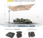 wikiwiki 10x10 FT Cantilever Patio Umbrella, Offset Umbrella Outdoor Patio with 360° Rotation and Unlimited Tilting System, Heavy Duty Umbrella with Cross Base, Beige - Image 6