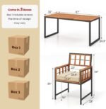 Tangkula 7 Pieces Patio Dining Set, Outdoor Acacia Wood Table and Chairs with Soft Cushions and 1.96” Umbrella Hole for Backyard, Garden, Poolside (Beige) - Image 6