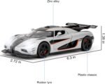 1:32 Scale Car Model Compatible for Collectible ONE1 Toy Vehicle, Zinc Alloy Pull Back Toy Car with Sound and Light for Kids Adults, Birthday Gift Silver - Image 2