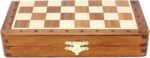 House of Chess - 8 Inch Wooden Magnetic Folding Travel Chess Set - Board with Algebraic Notation + 2 Extra Pawns & 2 Extra Queens- Handmade (Acacia Wood) - Image 6