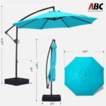 ABCCANOPY 10FT Cantilever Patio Umbrella with base included, 360° Rotation Outdoor Offset Umbrella Bonus Fix Frame & Weights Bag for Backyard, Deck, Poolside (Turquoise) - Image 2