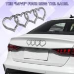 Love Heart Logo Rear Trunk Emblem, 3D Badge Decal Sticker, Car Replacement 3D Sticker, Universal Car Accessories Exterior Decoration Fit for Audi A3 A4 A5 A6 A8 TT R8 Q3 Q5 Q7 (Silver) - Image 3