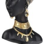African Statue and Sculptures for Home Decorations, African Art Tribal Lady Figurines Head Statues, American Bust Statue, Home Decor Accent, Suitable for Living Room, Office, Desktop Decor