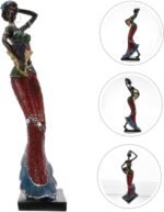 Ethnic Style African Lady Resin Figurine with Gold Basket Hand-Carved Desk Sculpture for Home Office Decor Polished Tribal Woman Statue Accent for Room Shelf - Image 9