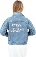 Custom Wedding Jackets for Bride, Customized Denim Bridal Jacket with Pearls Future Mrs, Personalized Jean Jacket for Women Trendy