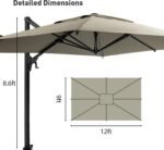 COSIEST 9FT/10FT/9 * 12FT/10 * 13FT Patio Umbrella Cantilever Outdoor Rectangular Offset Umbrella with 360°Rotation, Double Top Heavy Duty Windproof Aluminum Frame for Pool Garden Deck Backyard - Image 8
