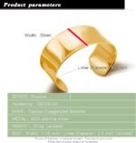 Dankadi Women 925 Sterling Silver Curved Bangle 30MM Wide Grooved Cuff Bangle Shiny Punk Open Bracelet Adjustable Plated 24k Gold/Rose Gold Jewelry Gift - Image 2